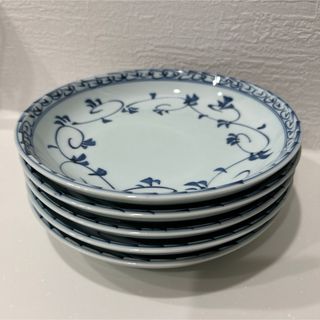 中深皿5枚セット 青い模様