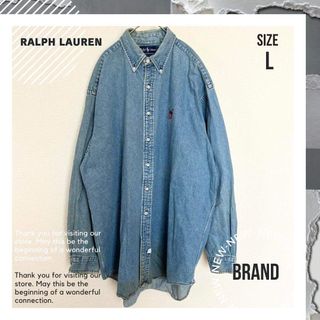90s【Ralph Lauren】 ラルフローレン 希少ロゴ BD デニムシャツ