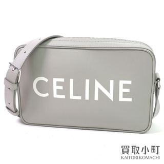 【美品】セリーヌ【CELINE】ミディアム メッセンジャーバッグ ロゴプリント レザー ショルダーバッグ 斜め掛け グレー194503DOT MEDIUM SHOULDER BAG【Aランク】【中古】