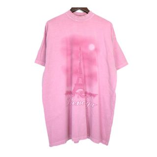 バレンシアガ BALENCIAGA 24SS 【 Paris Moon Oversized Tee 739028 TQVO1 】 パリ ムーン グラフィック プリント ヴィンテージ加工 オーバーサイズ 半袖 Tシャツ 46601