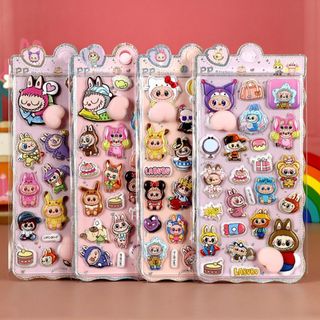 【4枚セット】 ぷくぷくシール かわいい 立体 ボンボンドロップシール つやつや
