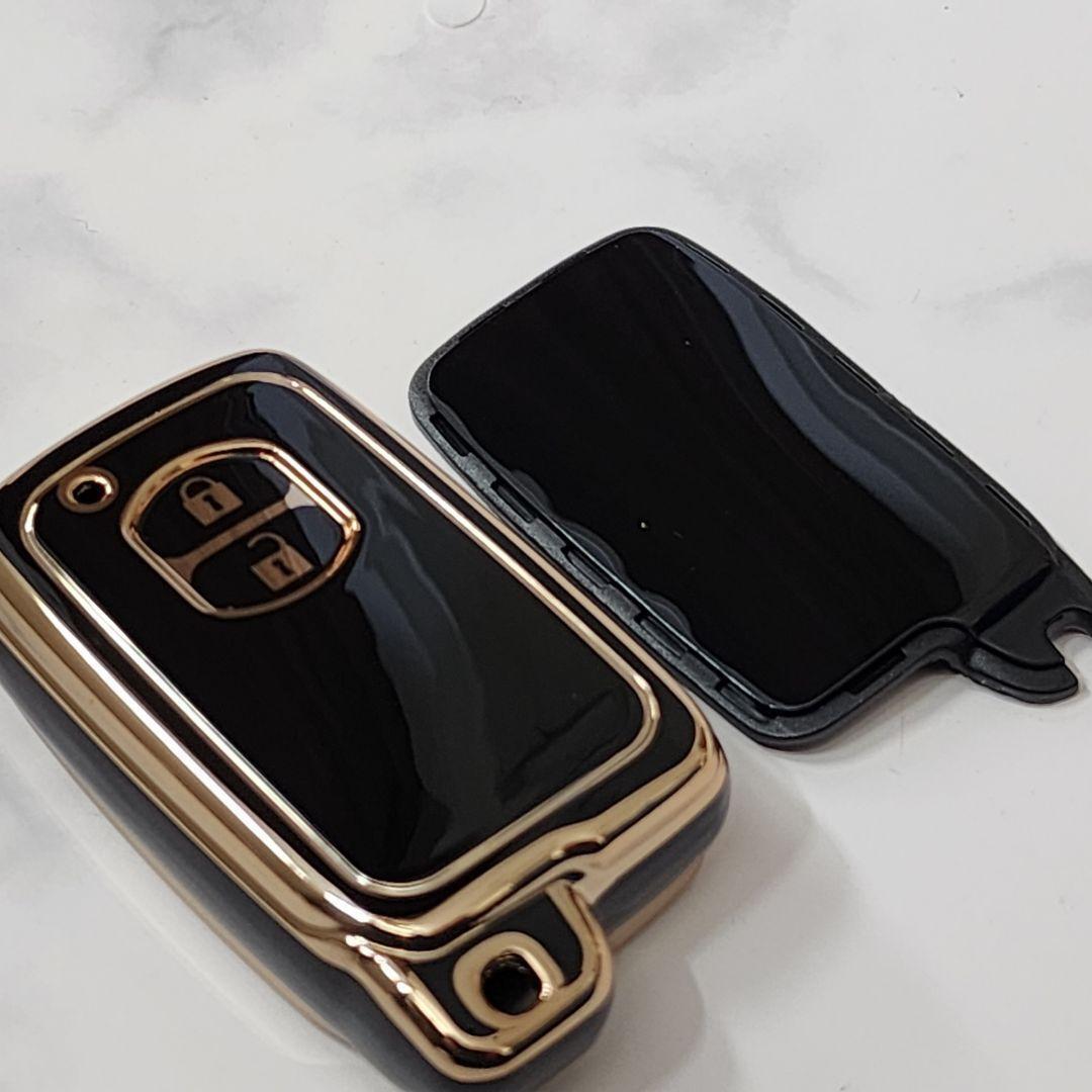 トヨタ スマートキーケース TPU キーカバー プリウス アクア カローラ 黒 自動車/バイクの自動車(車内アクセサリ)の商品写真