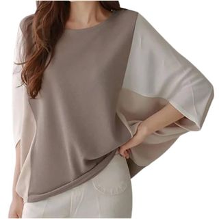 【数量限定】[エムエルーセ] バイカラー カットソー ボートネック 7分袖 無地