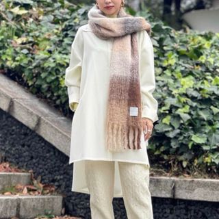 トゥモローランド モヘヤウール ブロックチェックストール