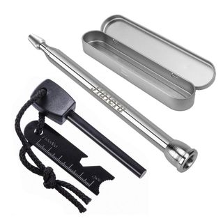 Jialefu 火吹き棒 火起こし ふいご 焚き火 筒+火打石 火打ち石 ファイ