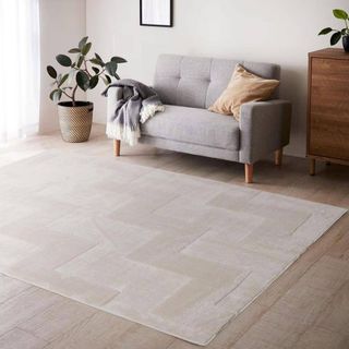 ジャカード織りラグ 北欧風【130×190cm約1.5畳・ステップ柄/ベージュ】