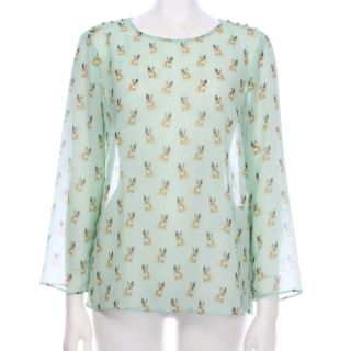 ザラ(ZARA)のZARA フレンチブルドック トップス PRINT TOP(カットソー(長袖/七分))