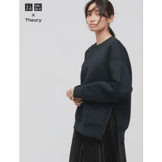 ユニクロ セオリー ウルトラストレッチドライスウェットプルオーバー L ブラック