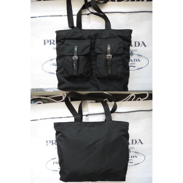 PRADA(プラダ)の●11万PRADA黒プラダ人気Wポケットバックル大き目ショルダーバッグ3層●美品 メンズのバッグ(ショルダーバッグ)の商品写真