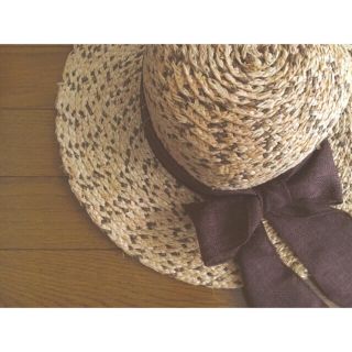フラワー(flower)のbrown ribon hat(麦わら帽子/ストローハット)