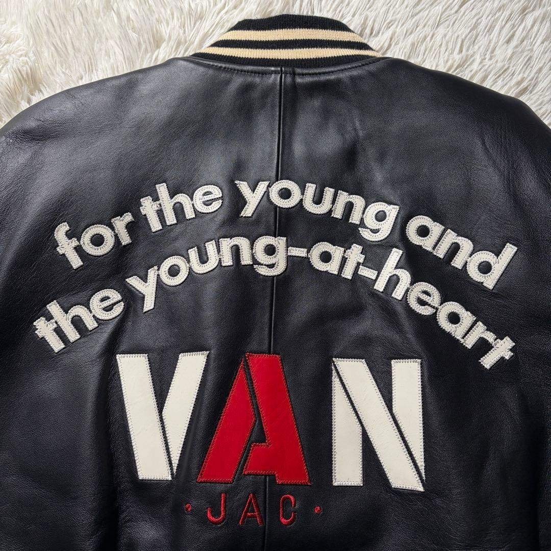 VAN Jacket(ヴァンヂャケット)の美品/LL■VAN JACKET スタジャン　オールレザー　羊革　アーチロゴ メンズのジャケット/アウター(スタジャン)の商品写真