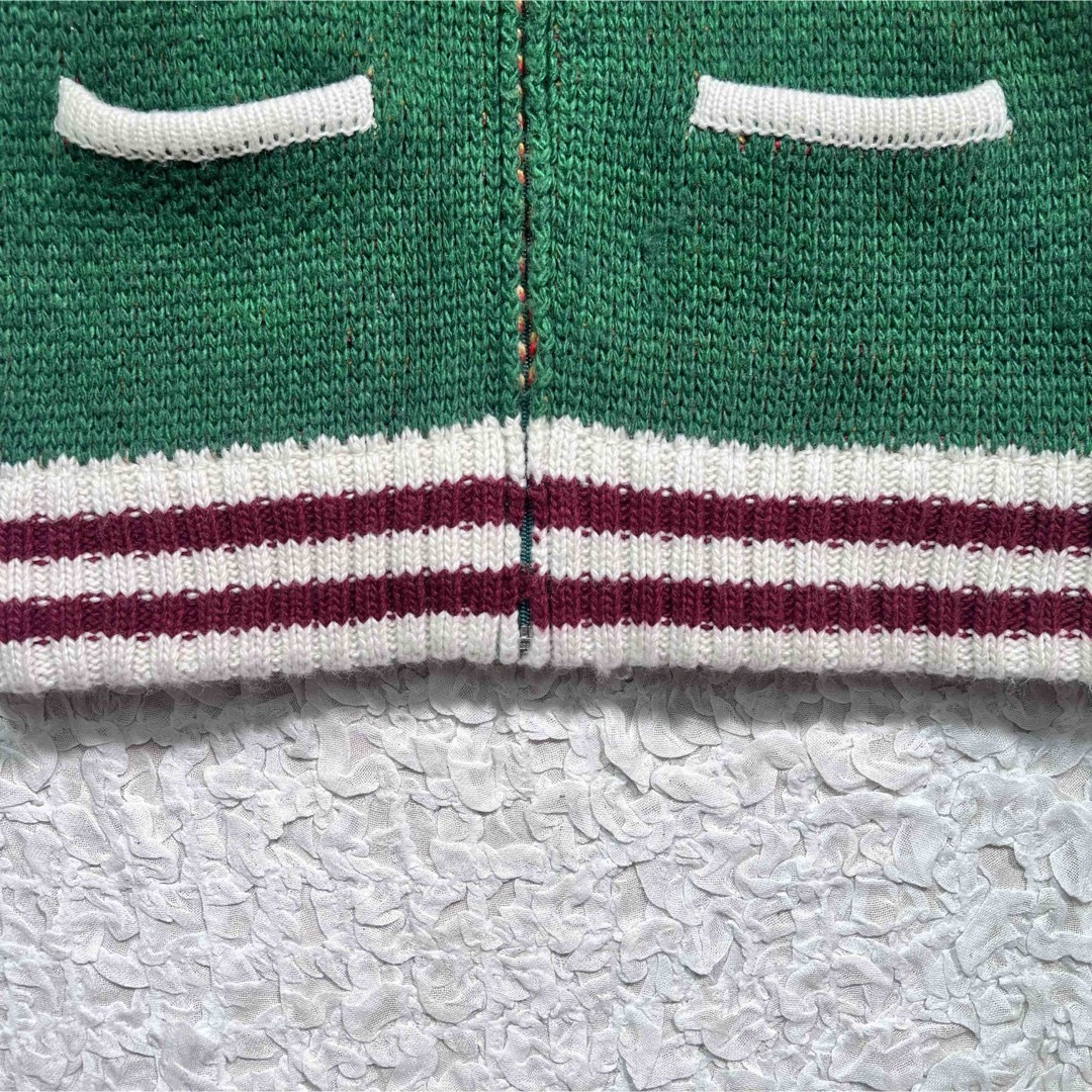 HOUSTON(ヒューストン)の『名作』　ヒューストン　カウチンニット　タイガー　虎　スーベニア　グリーン　M メンズのジャケット/アウター(スカジャン)の商品写真