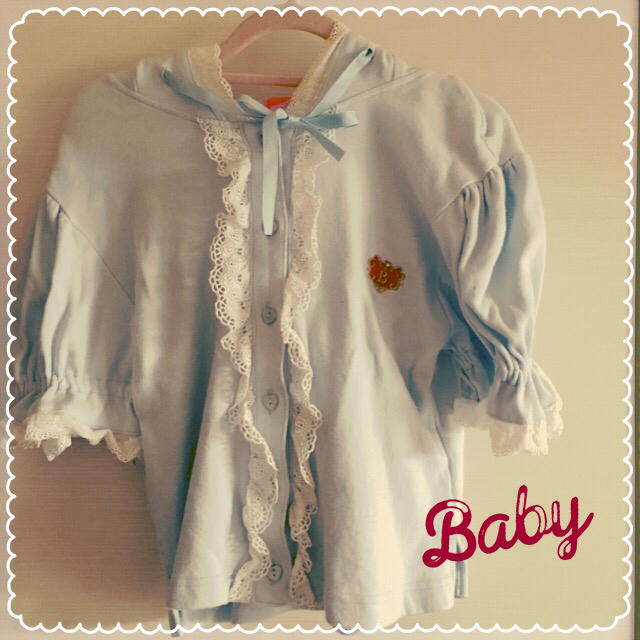 BABY,THE STARS SHINE BRIGHT(ベイビーザスターズシャインブライト)の♥送料込♥BABY,半袖うさみみパーカー サックス レディースのトップス(パーカー)の商品写真