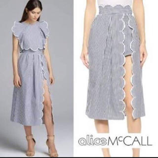 アリスマッコール(alice McCALL)のアリスマッコールのストライプスカラップスカート(ひざ丈スカート)