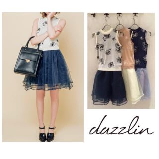 ダズリン(dazzlin)の花柄ニット×チュールワンピース(ひざ丈ワンピース)