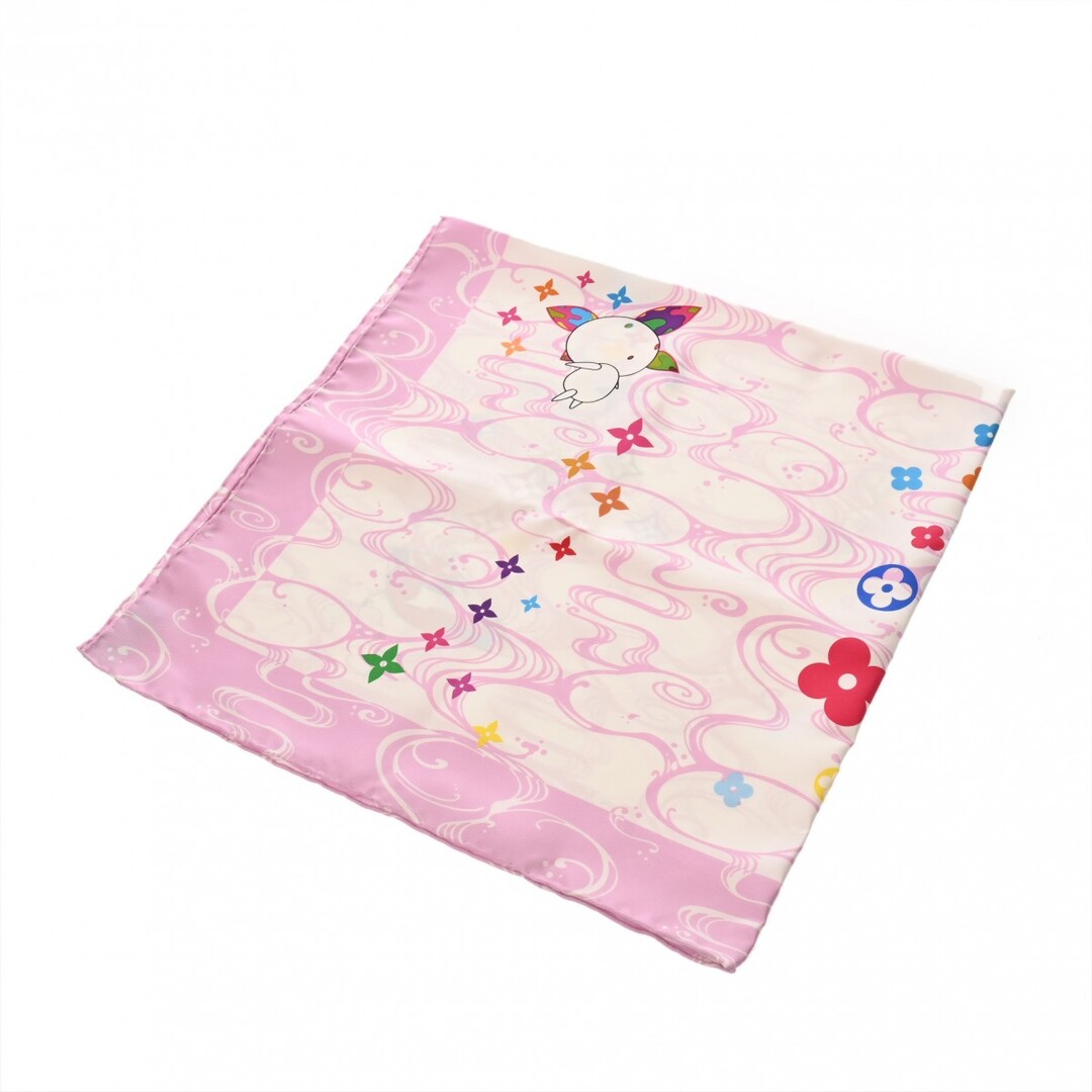 LOUIS VUITTON(ルイヴィトン)の中古 ルイ ヴィトン LOUIS VUITTON M71931 レディース スカーフ ホワイト/ピンク シルク100％ ハンドメイドのファッション小物(スカーフ)の商品写真