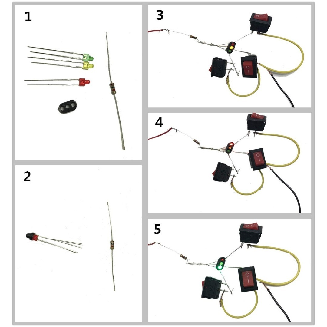 情景コレクション ＬＥＤ組込み 交通 信号ライト 信号機 3灯タイプ 10本入り キッズ/ベビー/マタニティのおもちゃ(その他)の商品写真