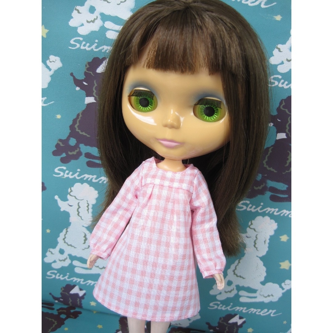 ブライス＊ピンクチェック柄ワンピース ハンドメイドのぬいぐるみ/人形(その他)の商品写真