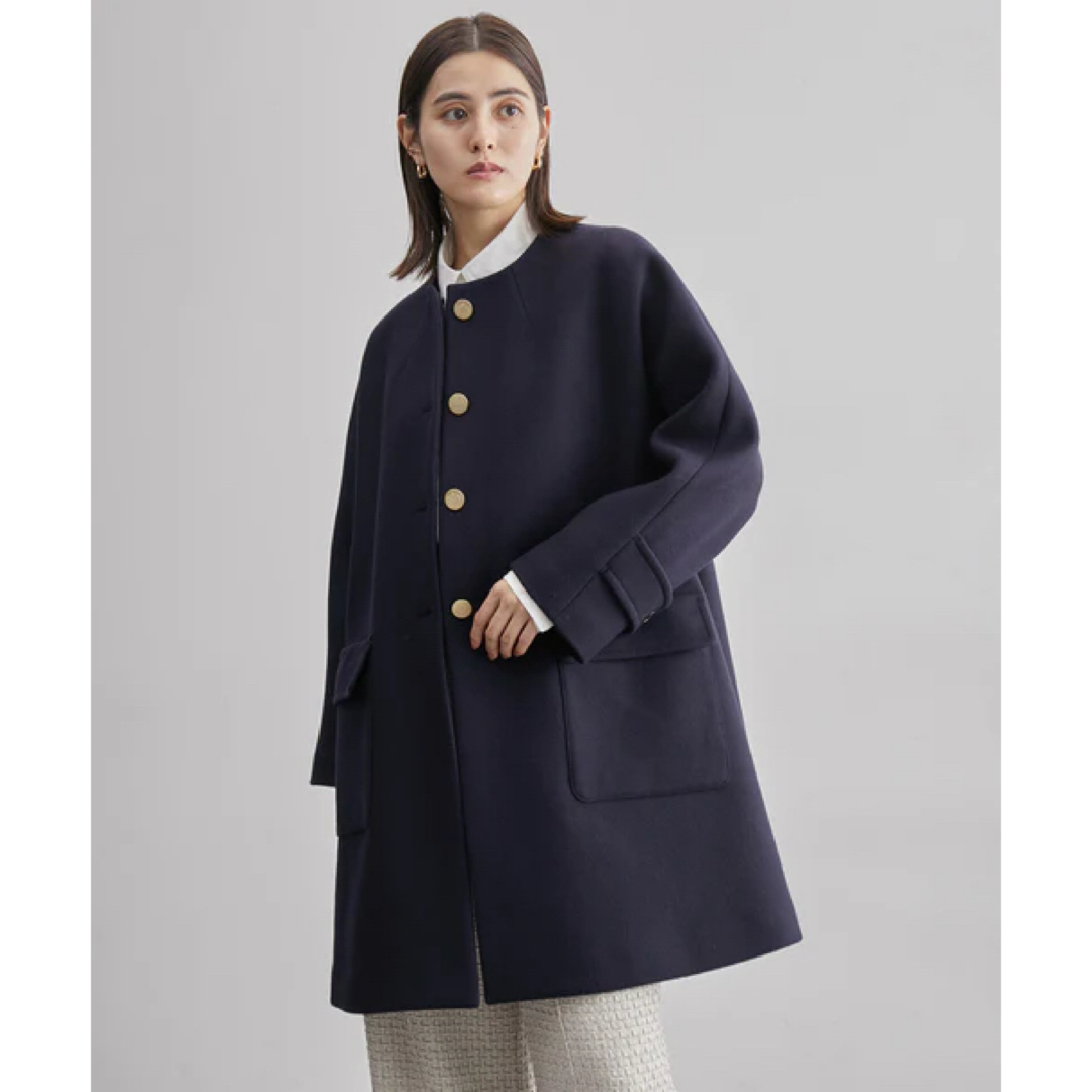 ROPE’(ロペ)のROPE 【2way】エコファー付け襟 メルトン Aライン ミドルコート レディースのジャケット/アウター(ロングコート)の商品写真