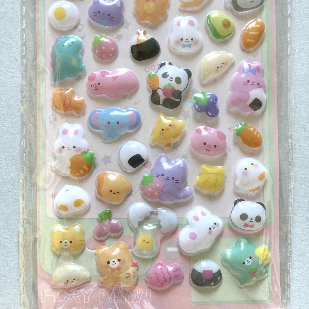 ぷくぷくシール アニマル パンダ ねこ うさぎ パステル ぷっくり インテリア/住まい/日用品の文房具(シール)の商品写真