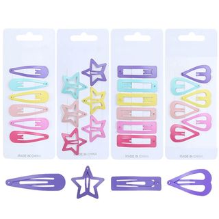 ヘアピン パッチンピン ヘアクリップ 24個セット 6色 カラフル 星 ハート 