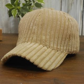 ワイドウェール　コーデュロイ　ローキャップ　ベージュ　 サイズ調整可 男女兼用