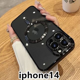 iphone14ケース磁気 　充電　ワイヤレス ブラック 