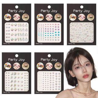 ラインストーン シール 5枚セット フェイスステッカー 3D 光る ラインストー