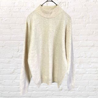 12557 トレンドクラブ ウール混ハイネック ニット セーター M アイボリー