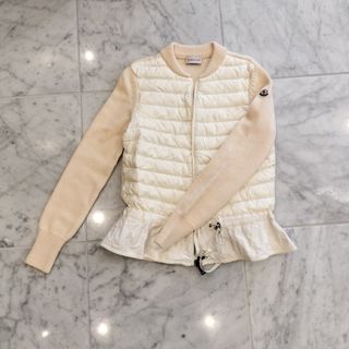 MONCLER XS ハイブリットカーディガン アイボリー フリル