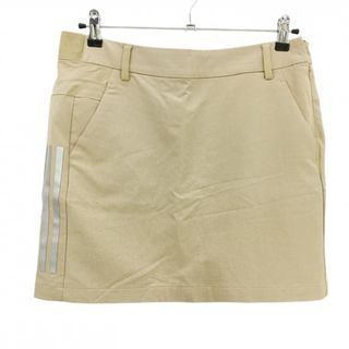 【超美品】アディダス スカート ベージュ×シルバー 3ライン ストレッチ インナーパンツ付き レディース 2XL ゴルフウェア adidas