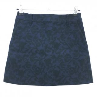 【美品】セントアンドリュース スカート ネイビー×黒 花柄 ロゴゴールド レディース S ゴルフウェア St ANDREWS