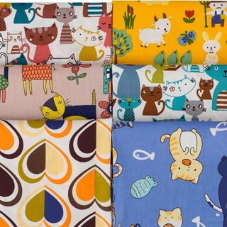 6枚 可愛い 北欧風 46x56cm カット済生地 入園 入学 コットンプリント