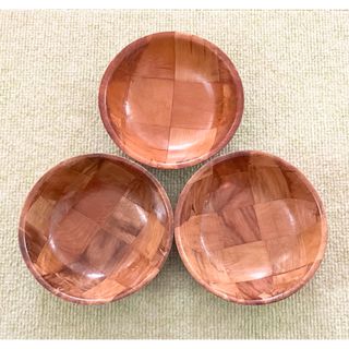 昭和レトロ　木製ボウル 3個セット サラダボウル ウッドボウル ナチュラル