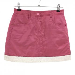 フィドラ 中綿スカート ピンク×白 チェック柄地模様 裾ボア バックロゴワッペン レディース S/P ゴルフウェア FIDRA