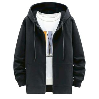 パーカー メンズ ジップアップ 長袖 無地 ゆったり おしゃれ 大きい　XL
