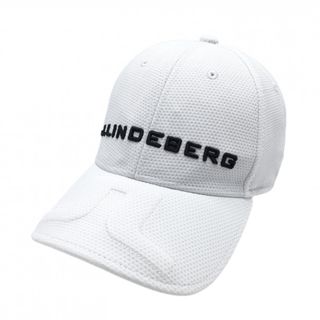 【美品】ジェイリンドバーグ キャップ 白×黒 立体ロゴ メッシュ調 ONE SIZE ゴルフウェア J．LINDEBERG