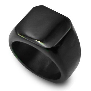 指輪 印台 鏡面 スクエア ブラック ステンレス 指輪 シグネット リング ◎