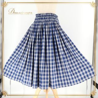 フラダンス 衣装 パウスカート ブルー系 ホワイト系 チェック柄 シングル シンプル かわいい ふわふわ 鮮やか 華やか 明るい ハワイアン アロハ フラ ダンス レッスン 練習 鮮やかブルー チェック柄スカート ふんわり A022-2512018005963