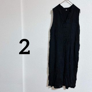 希少✨【2】ブラック ノースリーブ ロングワンピース 黒　エレガント　シンプル