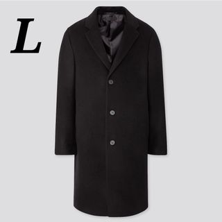 美品♪ユニクロ メンズ ウールカシミヤチェスターコートLサイズ ブラック