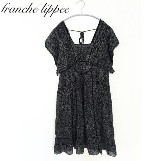 フランシュリッペ(franche lippee)の【美品】ゴールド刺繍ブラックレース❤︎(ひざ丈ワンピース)