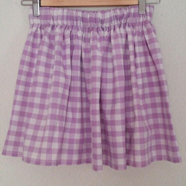 archives(アルシーヴ)のラベンダーギンガム　スカート レディースのスカート(ミニスカート)の商品写真