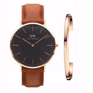 ダニエルウェリントン(Daniel Wellington)の大特価！ バングル付き！ ダニエルウェリントン ブラック 40mm ダラム(腕時計)