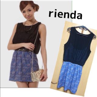 リエンダ(rienda)のrienda♡ツイードプリントコンビOP(ミニワンピース)