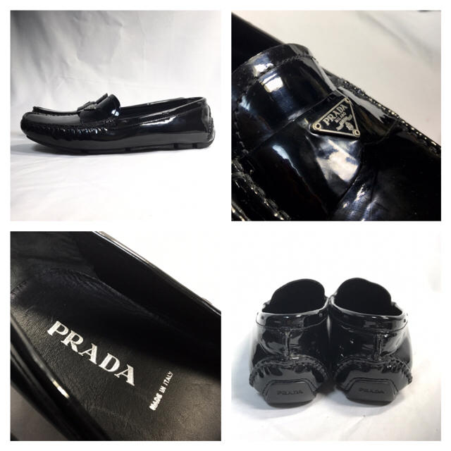 PRADA(プラダ)のプラダ パテントレザーローファー黒(IT37.5/23.5-24cm) レディースの靴/シューズ(ローファー/革靴)の商品写真
