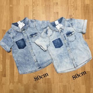 エイチアンドエム(H&M)のpi♪様 専用★双子ちゃん❁デニムシャツ 2枚セット 80cm(シャツ/カットソー)