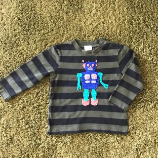 ハッカベビー(hakka baby)のhakka baby ボーダーロボット刺繍Tシャツ 80(Ｔシャツ)