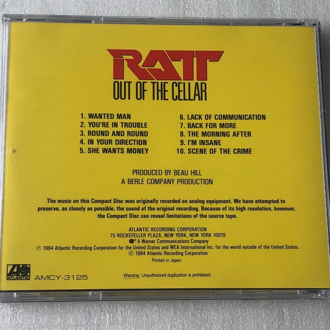 Ratt/Out Of The Cellar (1984年) エンタメ/ホビーのCD(ポップス/ロック(洋楽))の商品写真