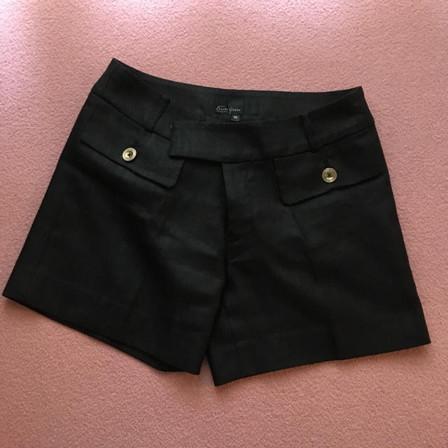 UNITED ARROWS green label relaxing(ユナイテッドアローズグリーンレーベルリラクシング)のglr リネン黒ショートパンツ S レディースのパンツ(ショートパンツ)の商品写真